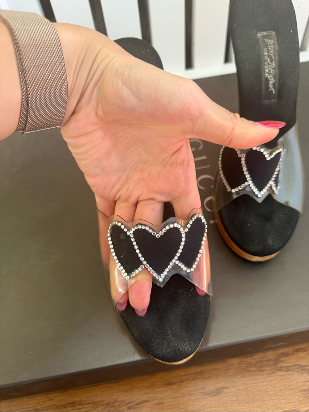BETSEY JOHNSON VINTAGE RARE (1990's) SEXY WOODEN/PVC preowned size 8 - Picture 3 of 10